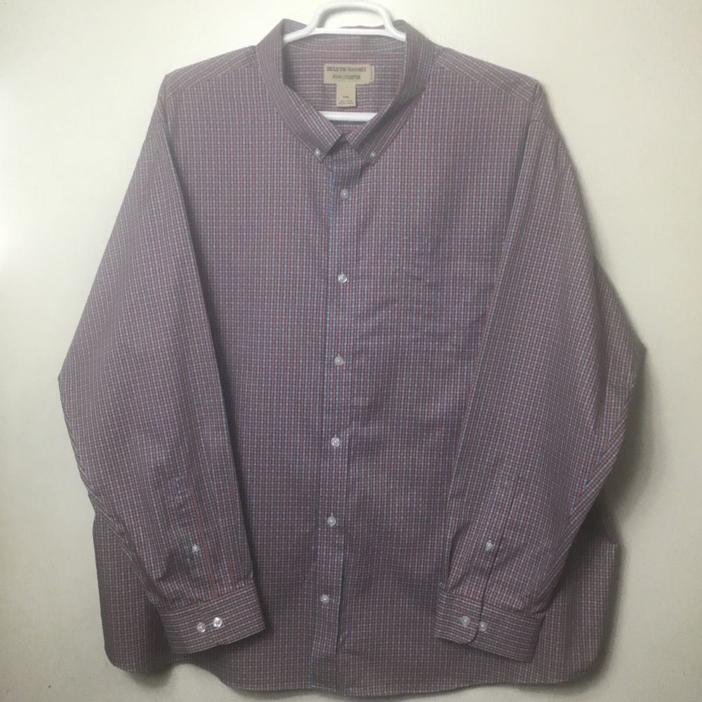 Duluth Trading Co Blue and orange Mini-Check Button-Up Shirt. 4XL